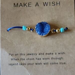 Blue Druzy Bracelet with Gold Accents